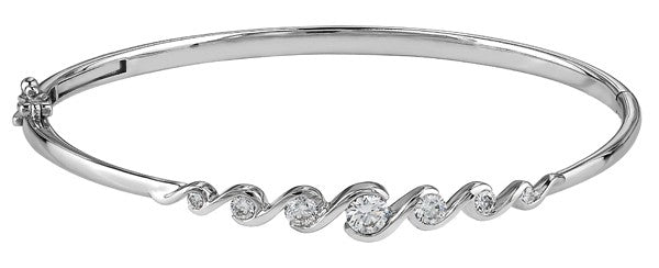 9ct White Gold Graduated Diamond Twist Bangle