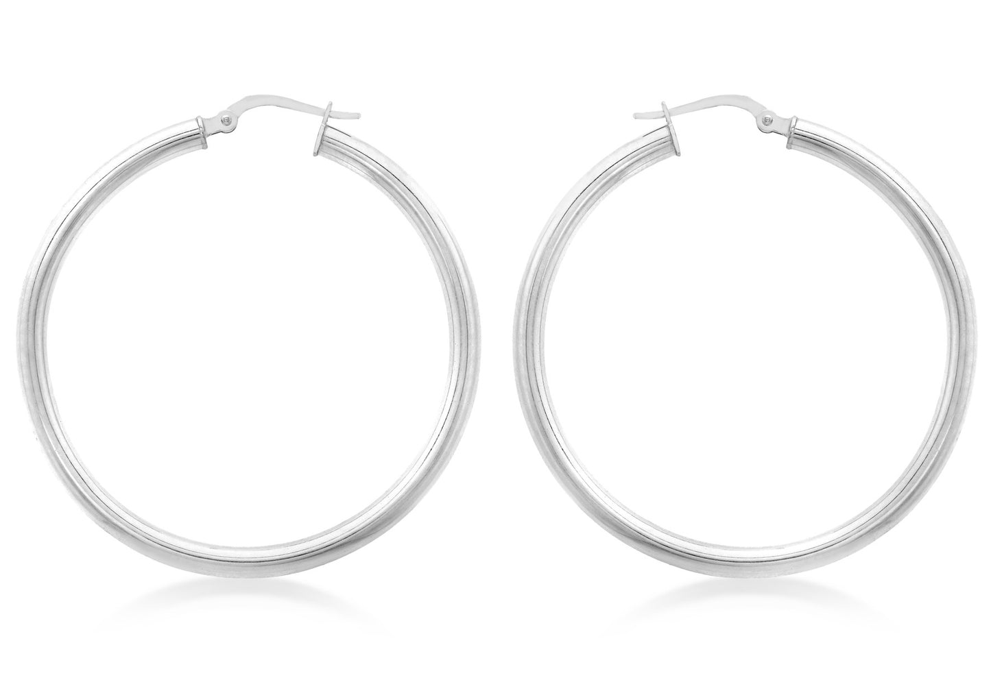 9ct White Gold 40mm Polished Hoop Creole Earrings