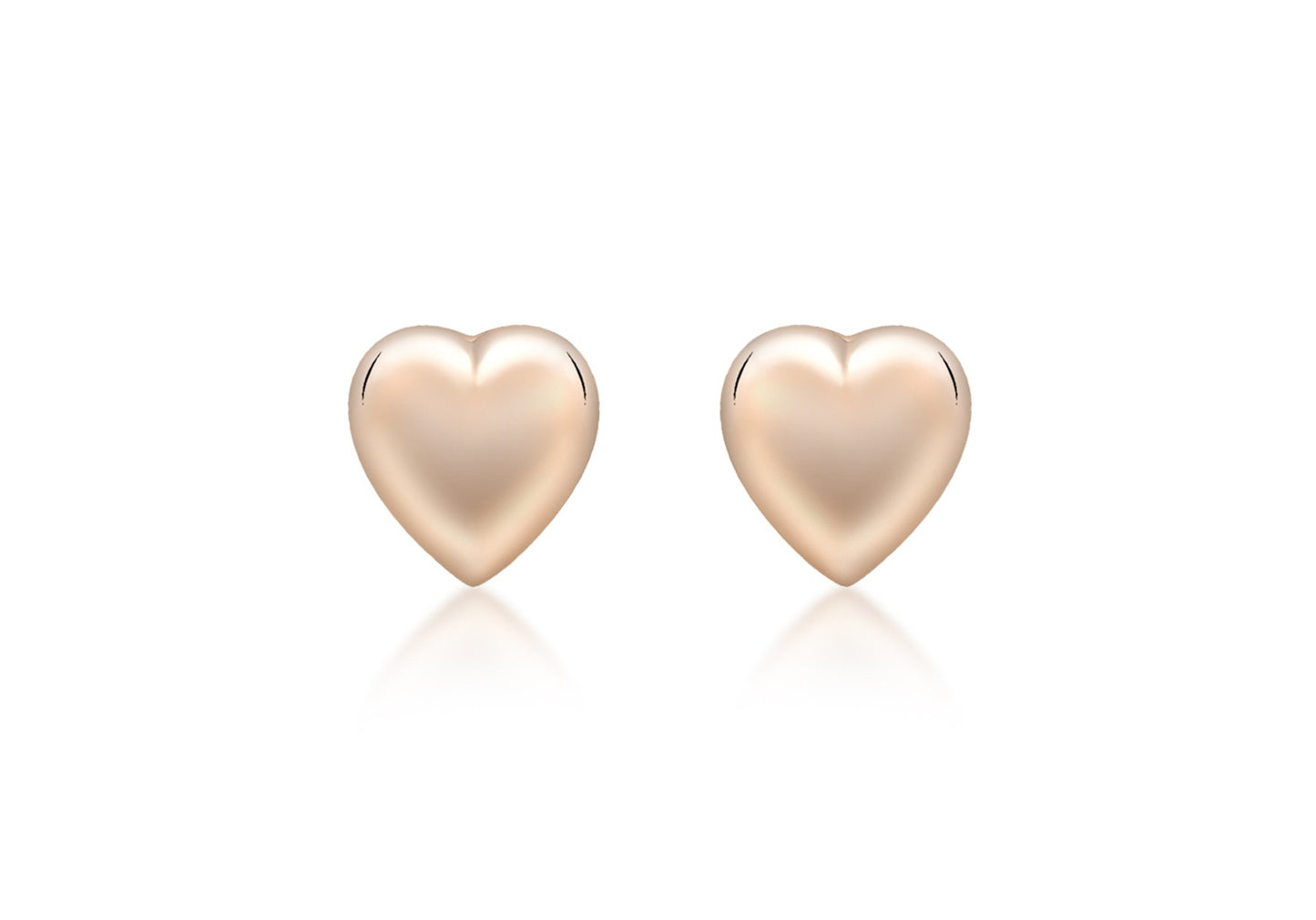 9ct Rose Gold 7mm Puffed Heart Stud Earrings