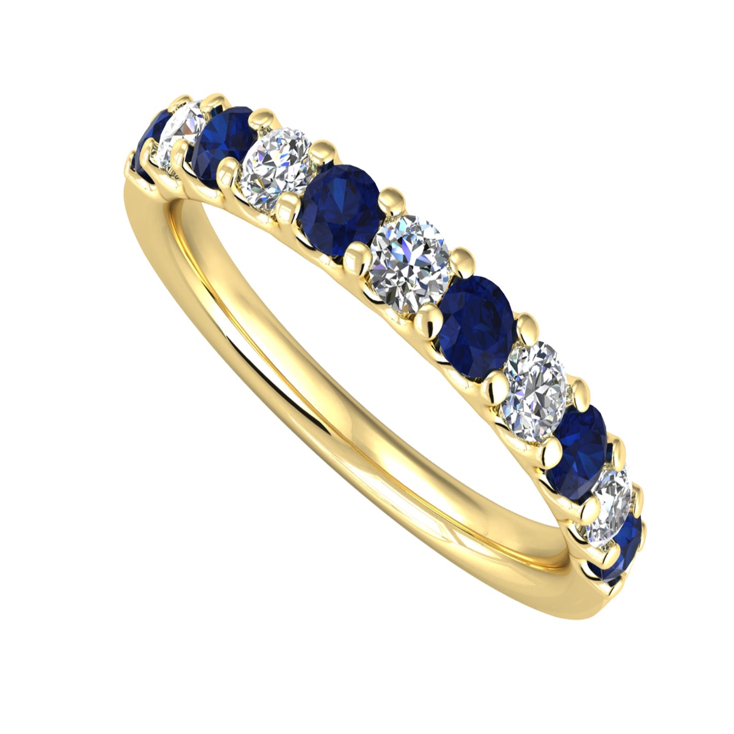 9ct Yellow Gold Blue Sapphire and Diamond Eternity Ring