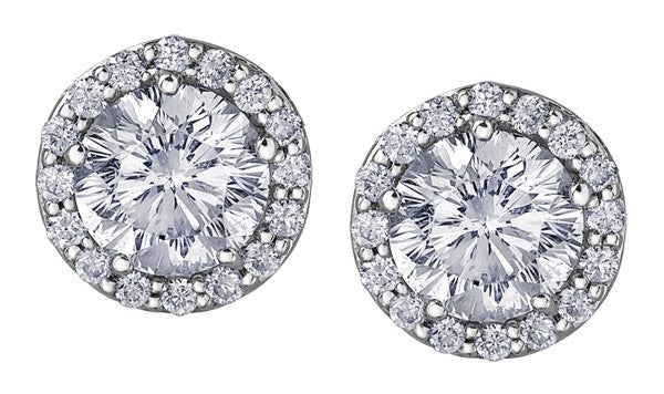 9ct White Gold Diamond Cluster Earrings