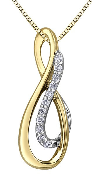 9ct Yellow Gold Twist Diamond Pendant with Chain