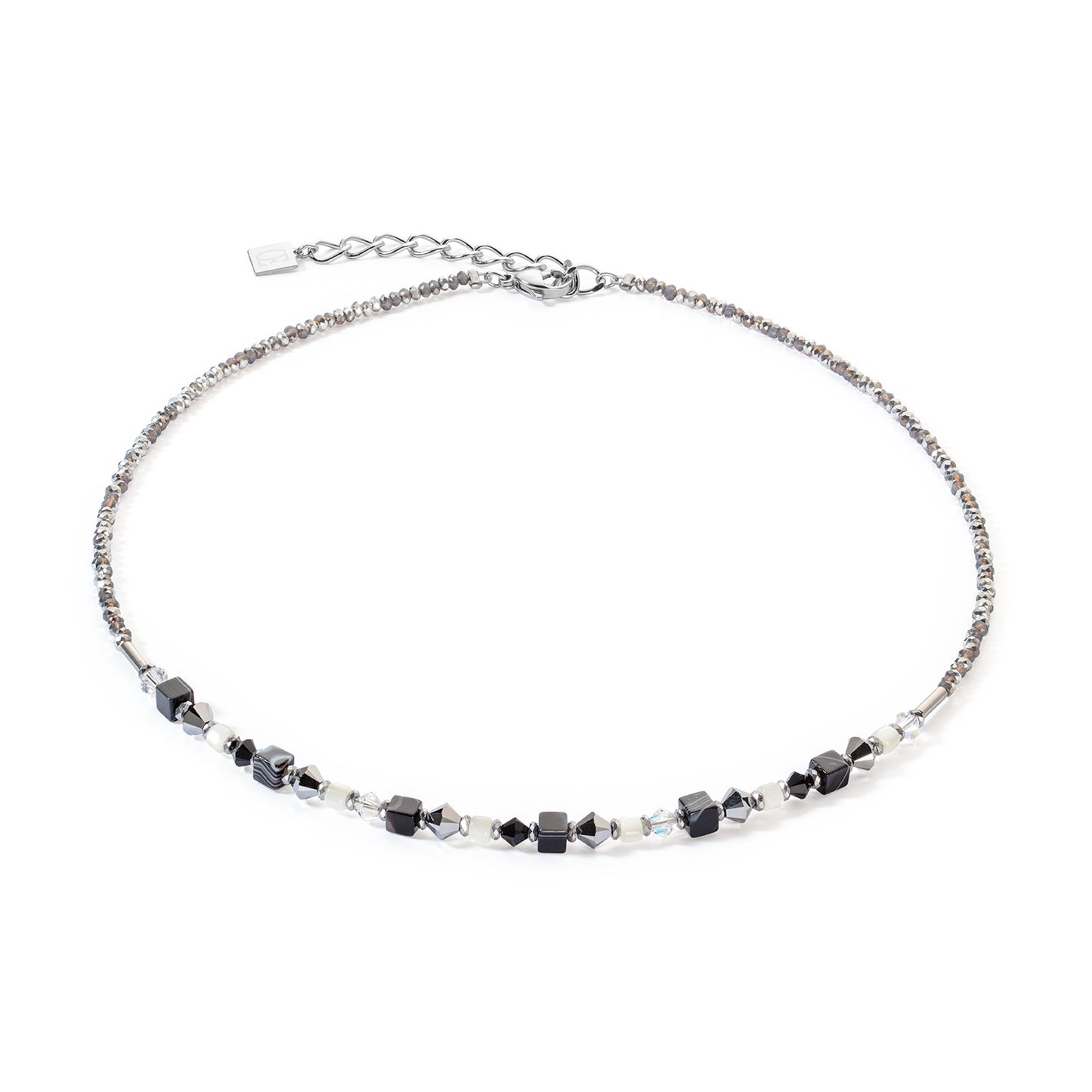 Black, Grey and White Beaded Necklace