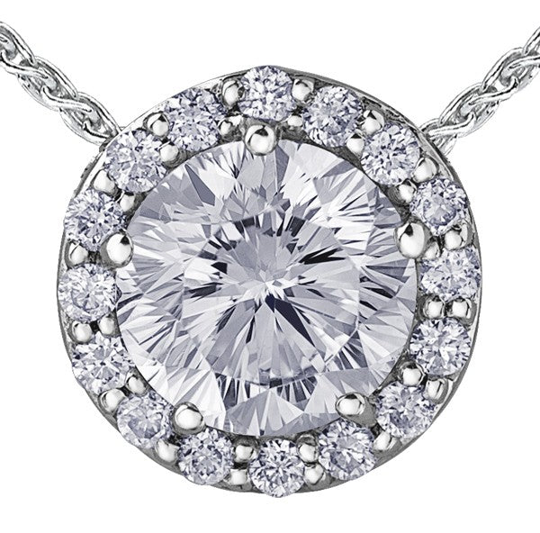 9ct White Gold Diamond Cluster Slider Pendant with Chain