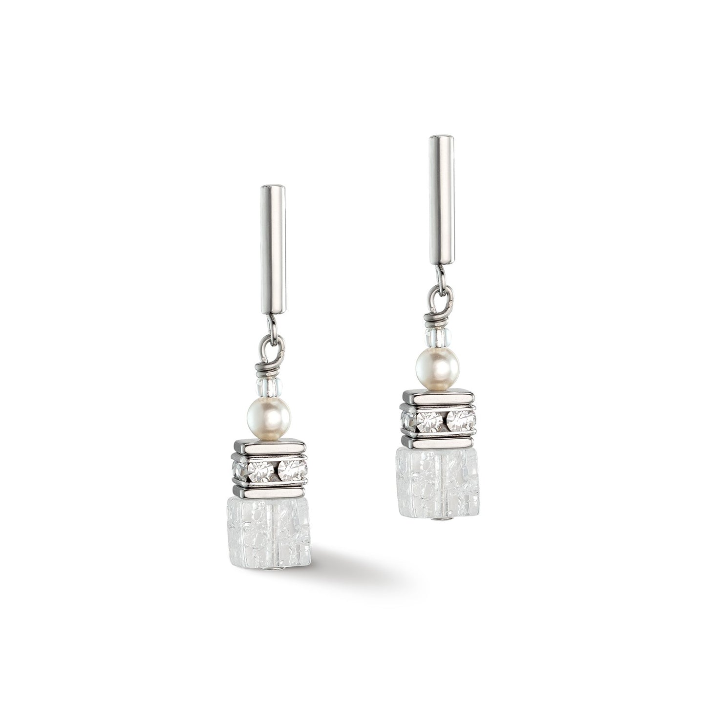 Geocube Precious Fusion Pearls earrings white