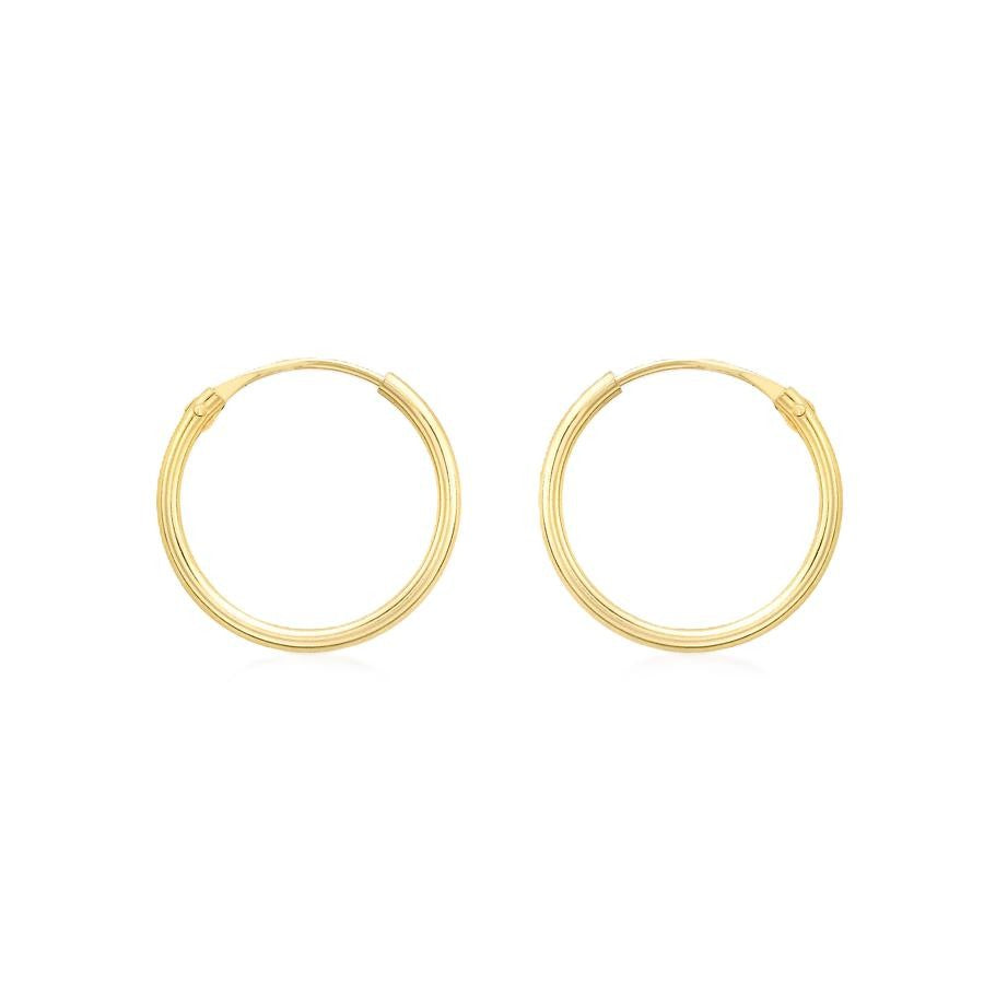 9ct Yellow Gold 13mm Sleeper Hoop Earrings