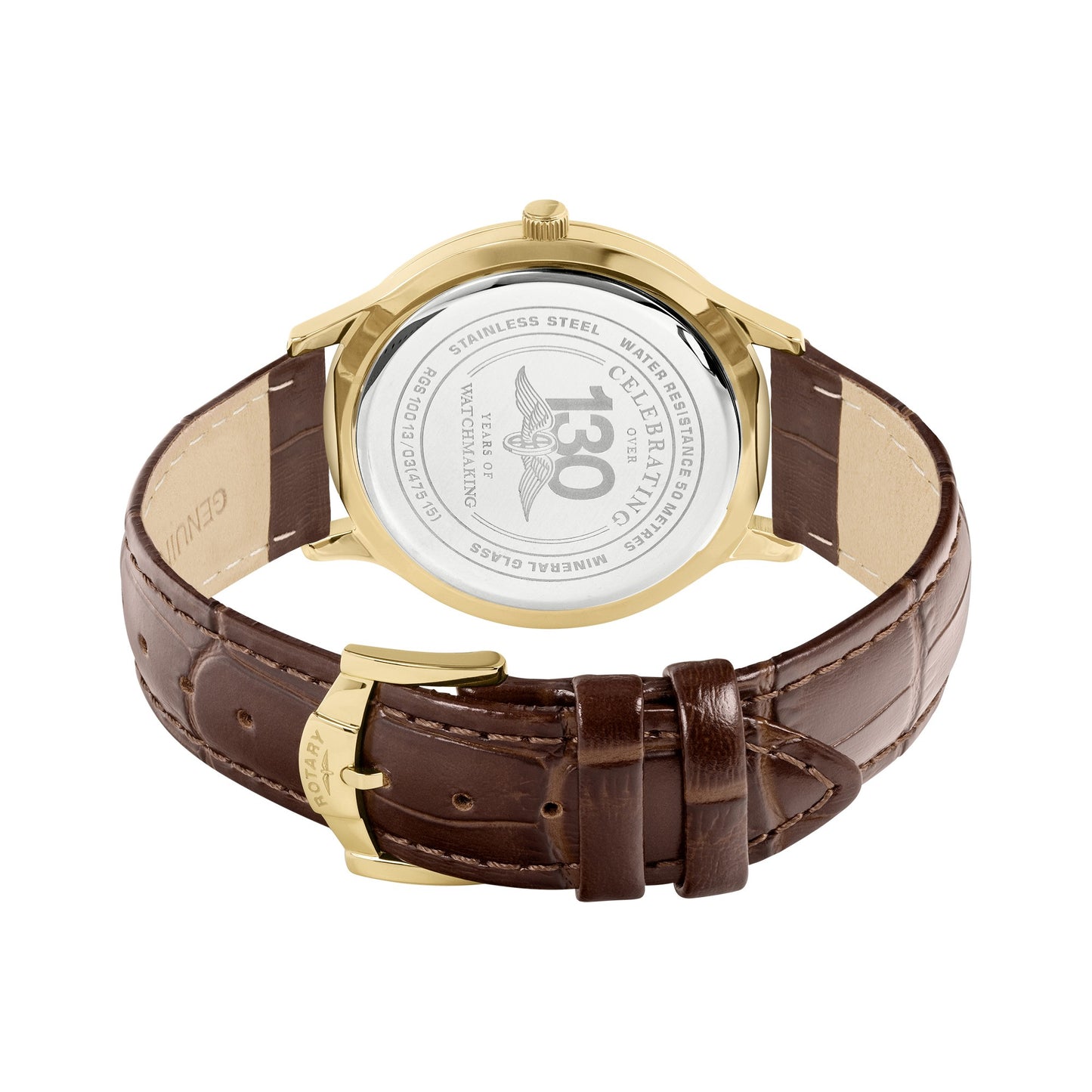 Gold Plated Champagne Dial Watch With Brown Leather Strap