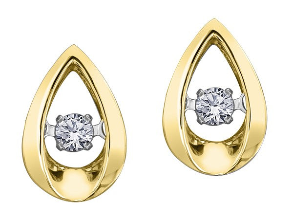 9ct Yellow Gold Teardrop Floating Diamond Stud Earrings