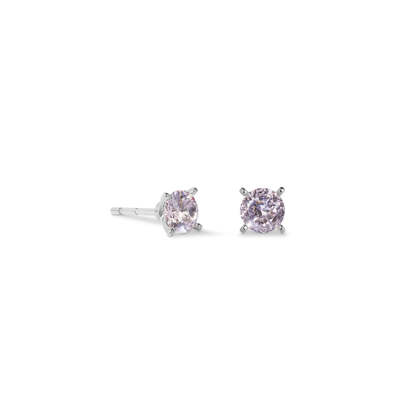 Stud earrings Glam Dot 5 mm silver-pink