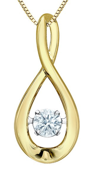 9ct Yellow Gold Twisted Floating Diamond Pendant with Chain