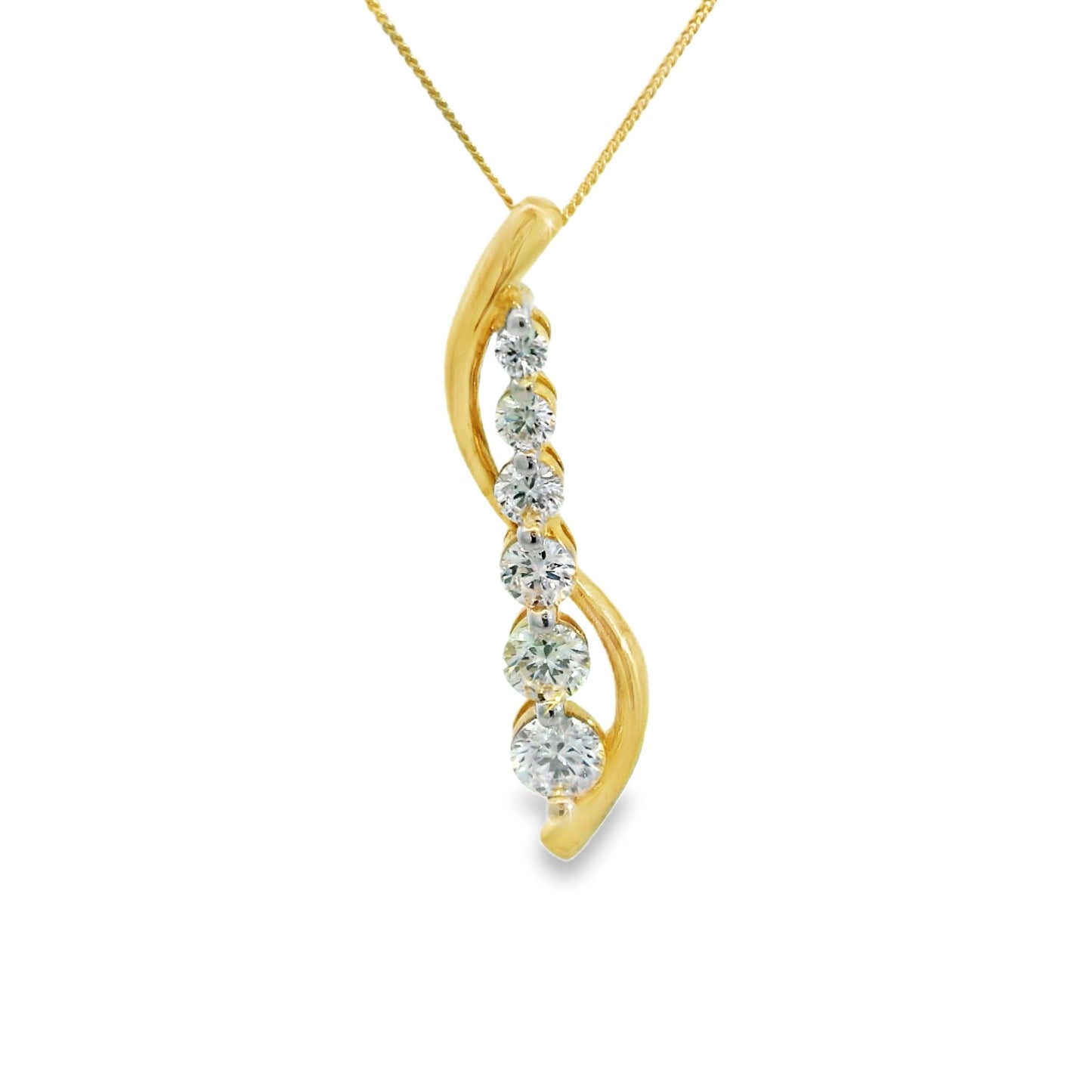 9ct Yellow Gold Graduated Lab Grown Diamond S Pendant with Chain