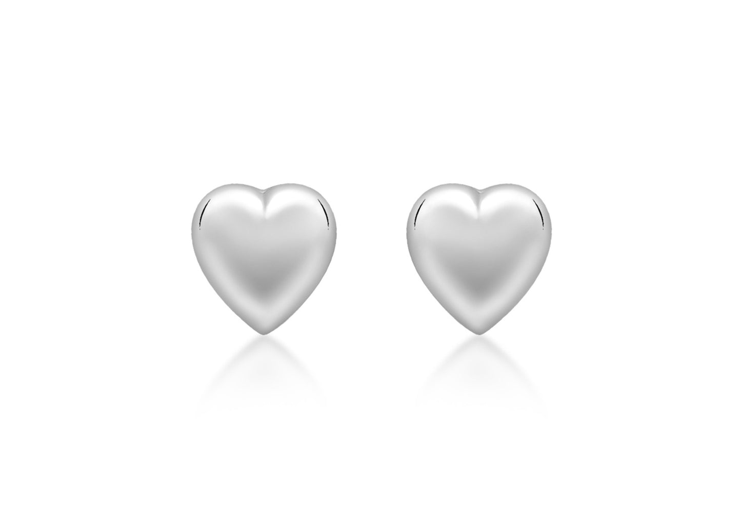 9ct White Gold 7mm Puffed-Heart Stud Earrings