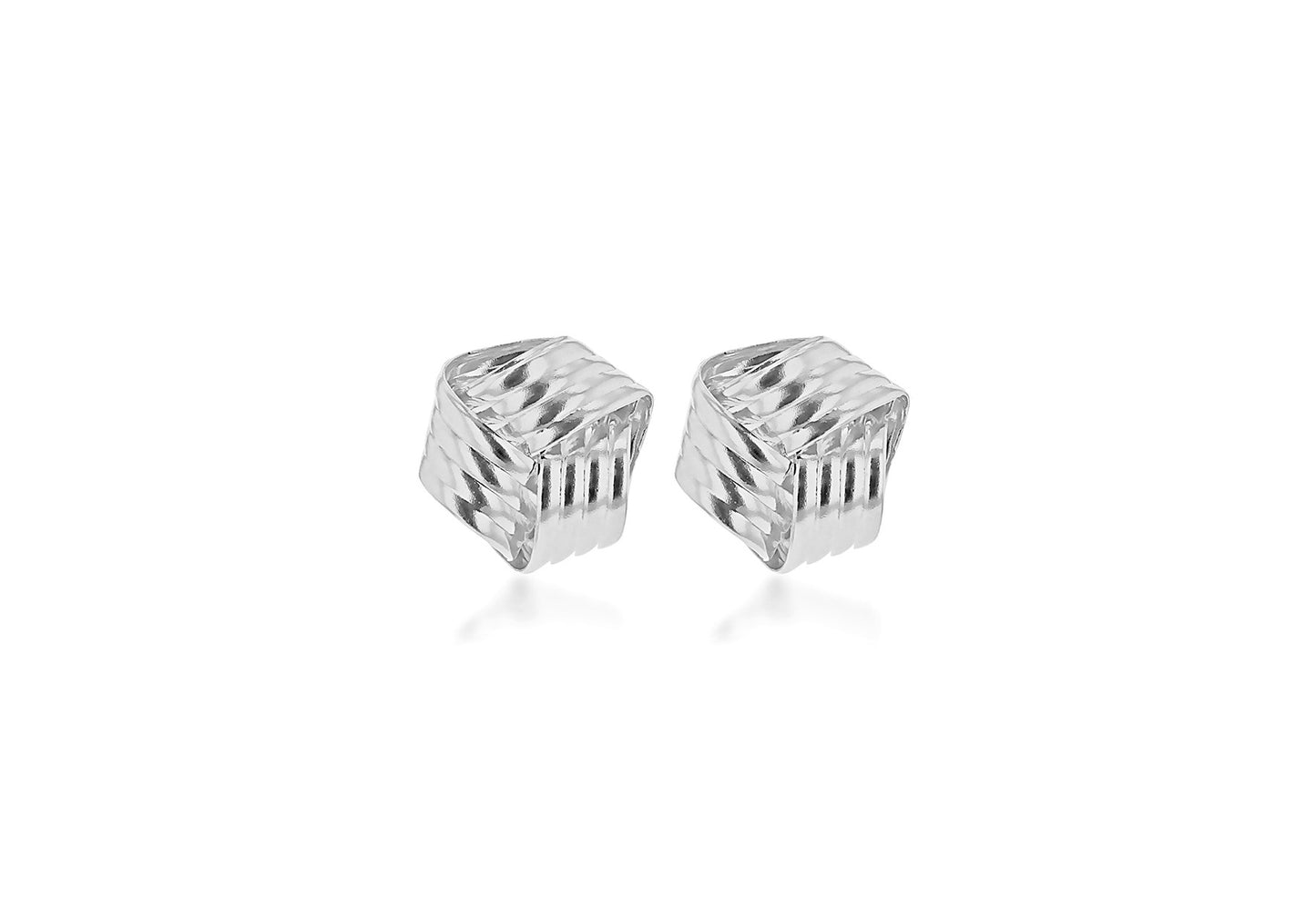 9ct White Gold 8mm Ribbed Knot Stud Earrings