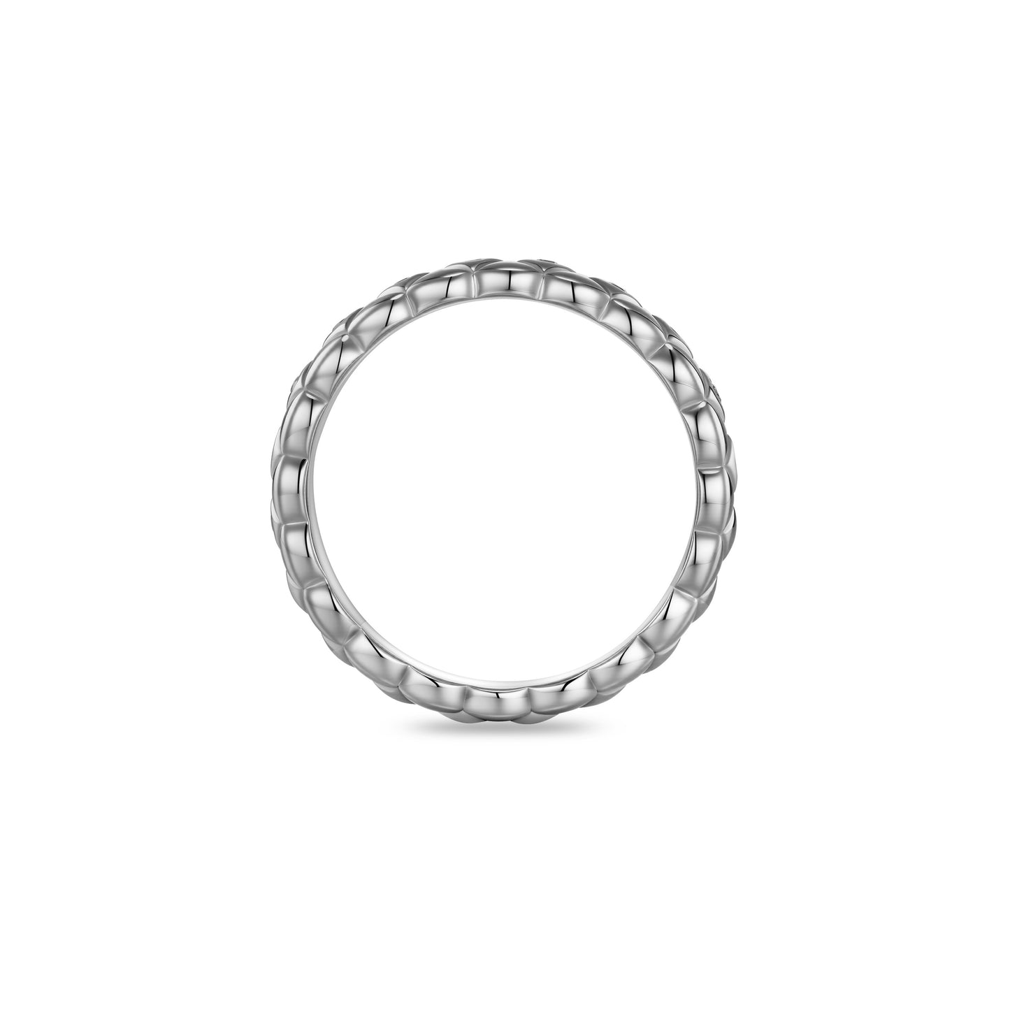 Silver Quilted Cubic Zirconia Ring