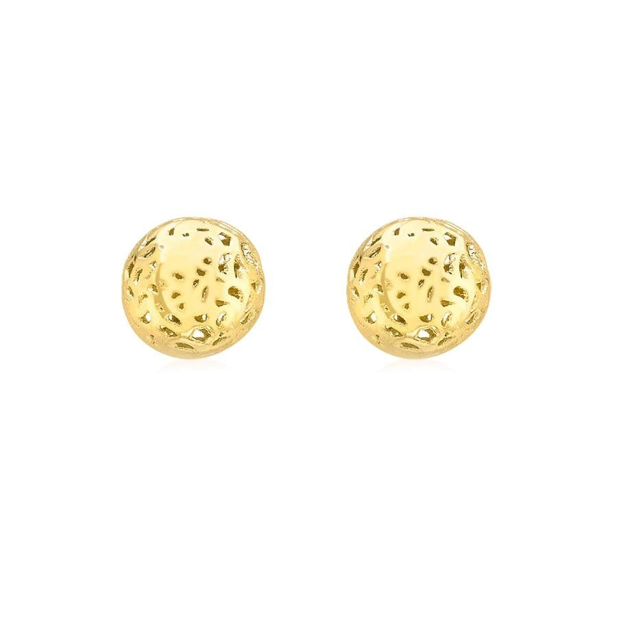 9ct Yellow Gold 7mm Cut out Dome Stud Earrings