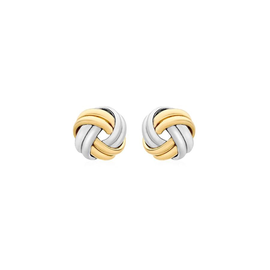9ct 2-Colour Gold 8.5mm Double-Knot Stud Earrings