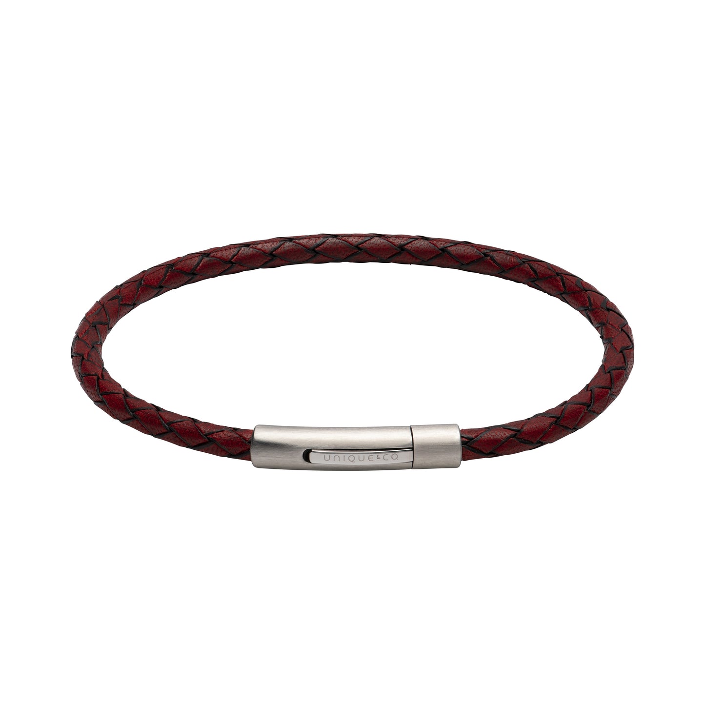 Antique Red Plaited Leather Bracelet