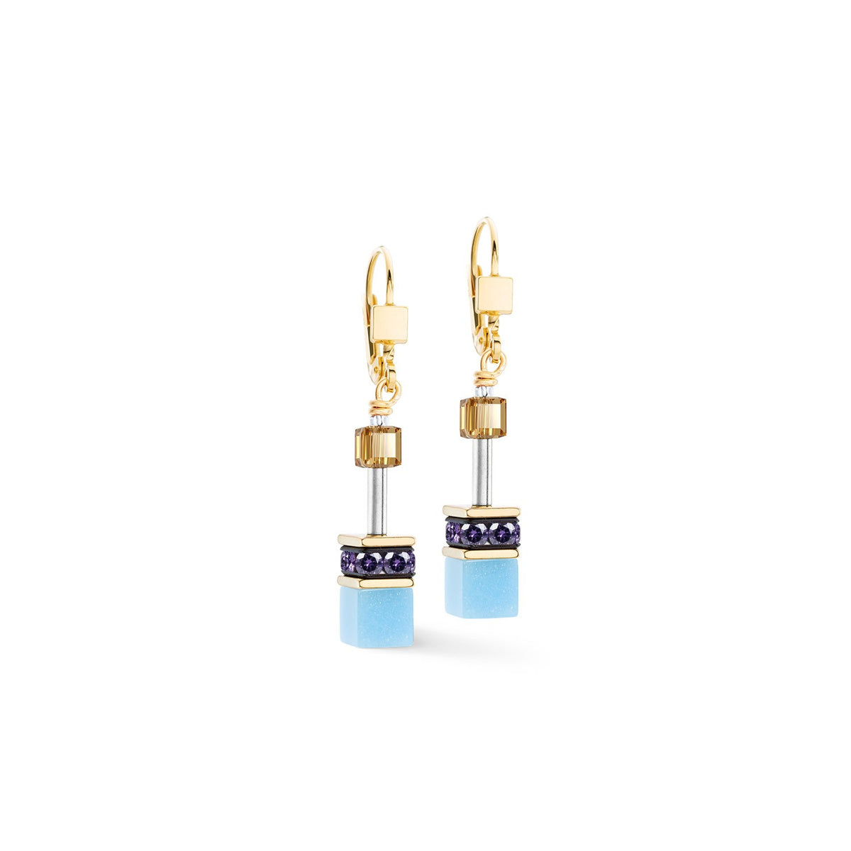 GeoCUBE Iconic Drop Earrings Multicolor Joy Gold Colour