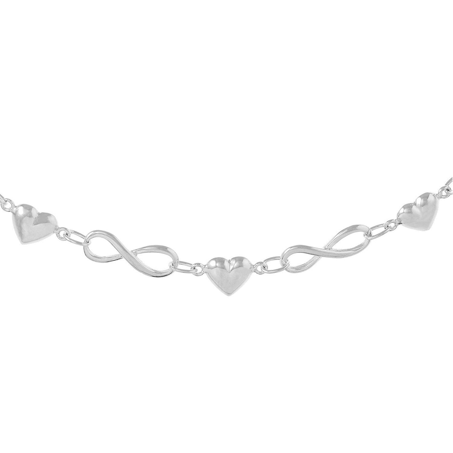 Silver Heart and Infinity Link Bracelet