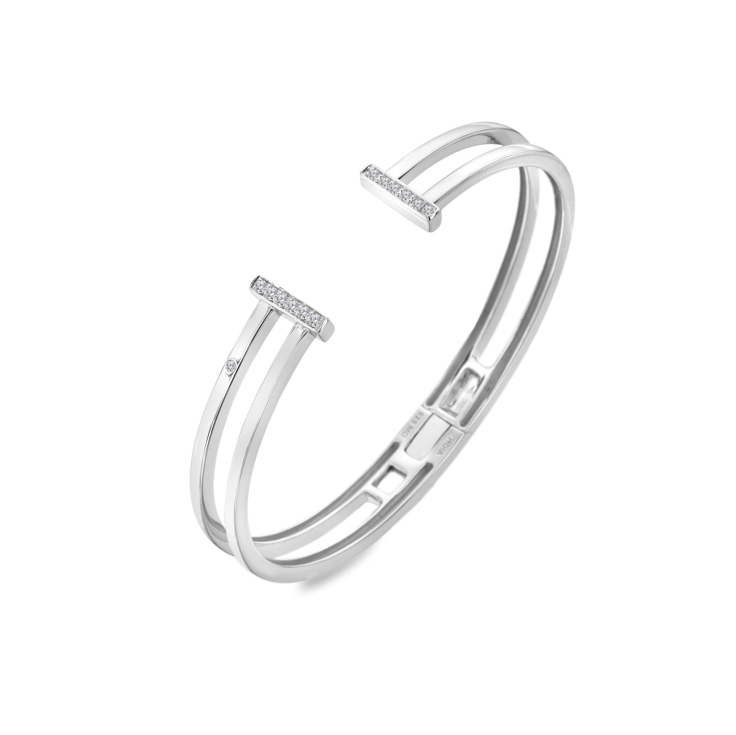 Silver Double Strand T-Bar Bangle