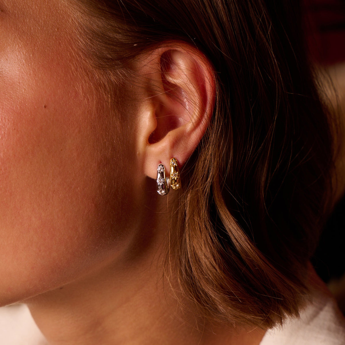 Silver White Topaz Hoops