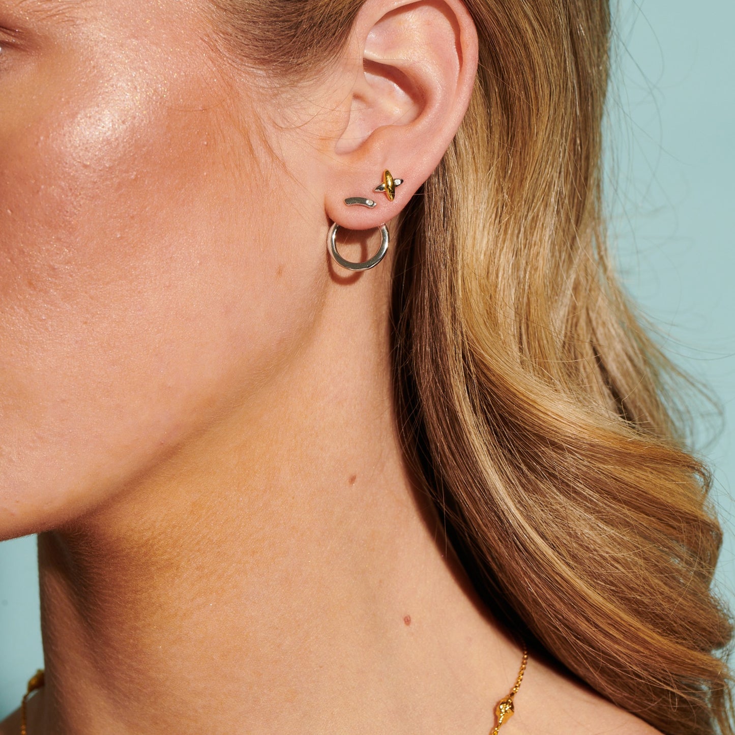 Silver Circle Paired Earrings