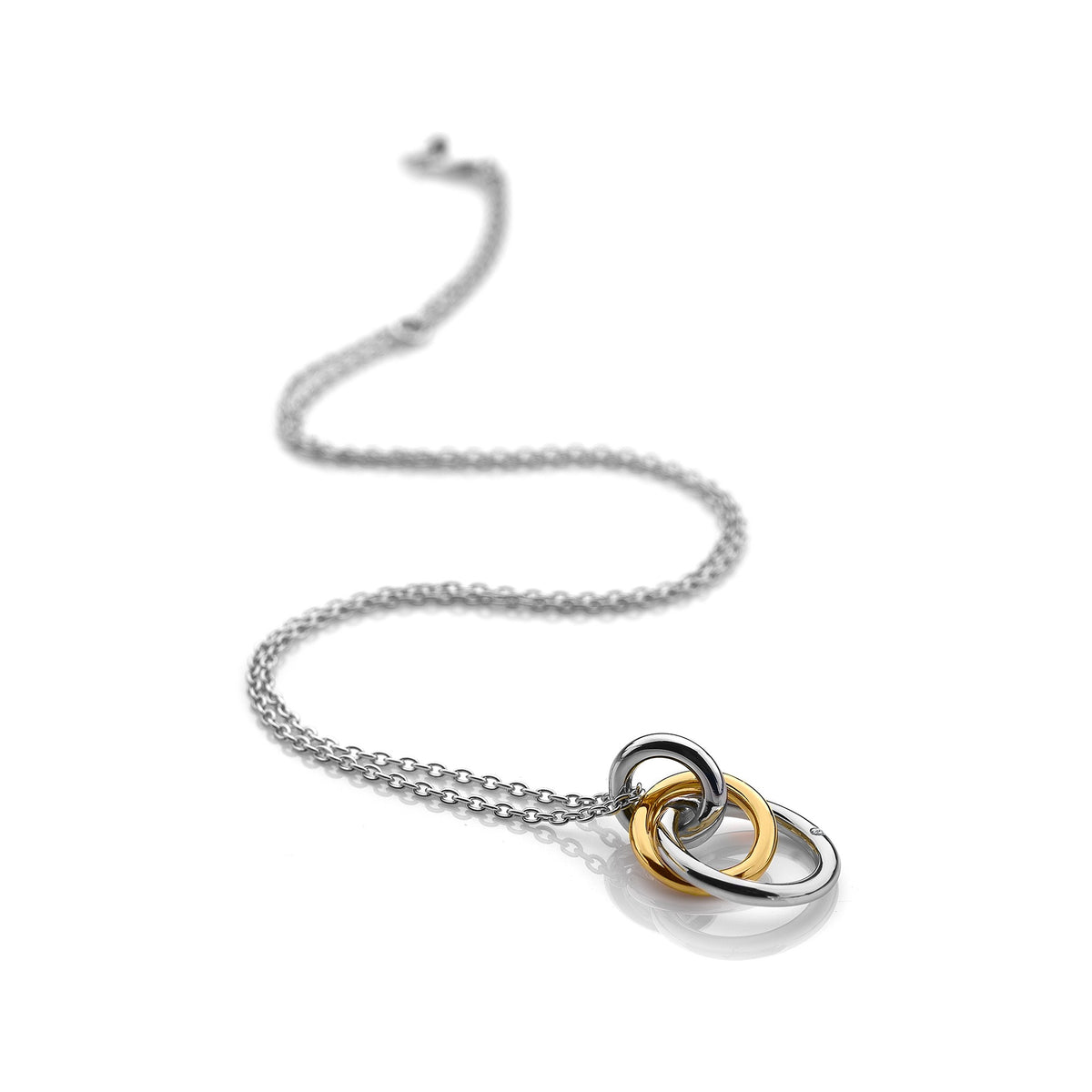 Two Tone Entwined Circle Pendant with Chain