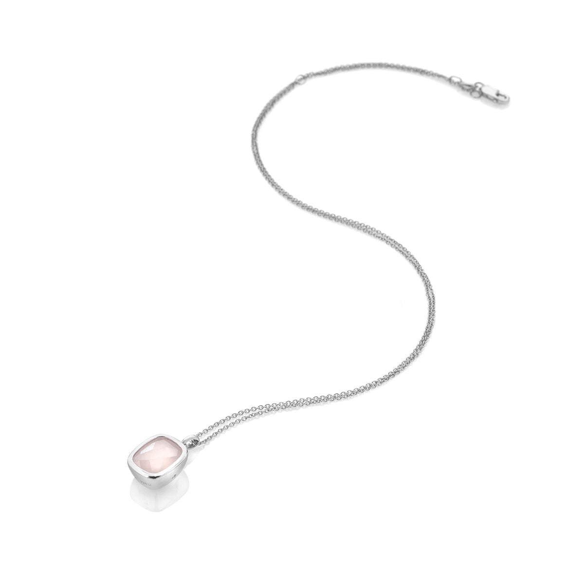 Silver Rose Quartz Pendant with Chain