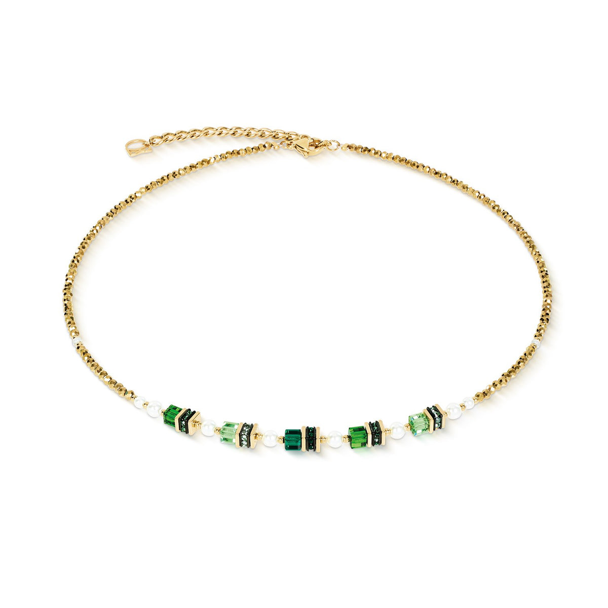 Necklace Sparkling Princess gold plate-emerald green