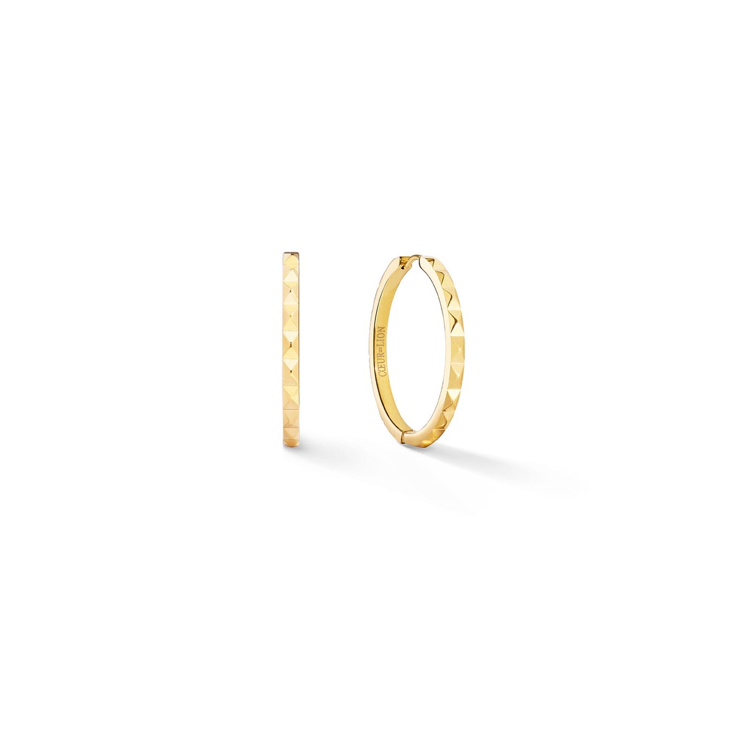 Gold Colour Hoop Earrings Spikes 35mm
