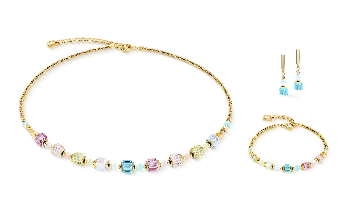 Earrings Cube Aura pastel gold