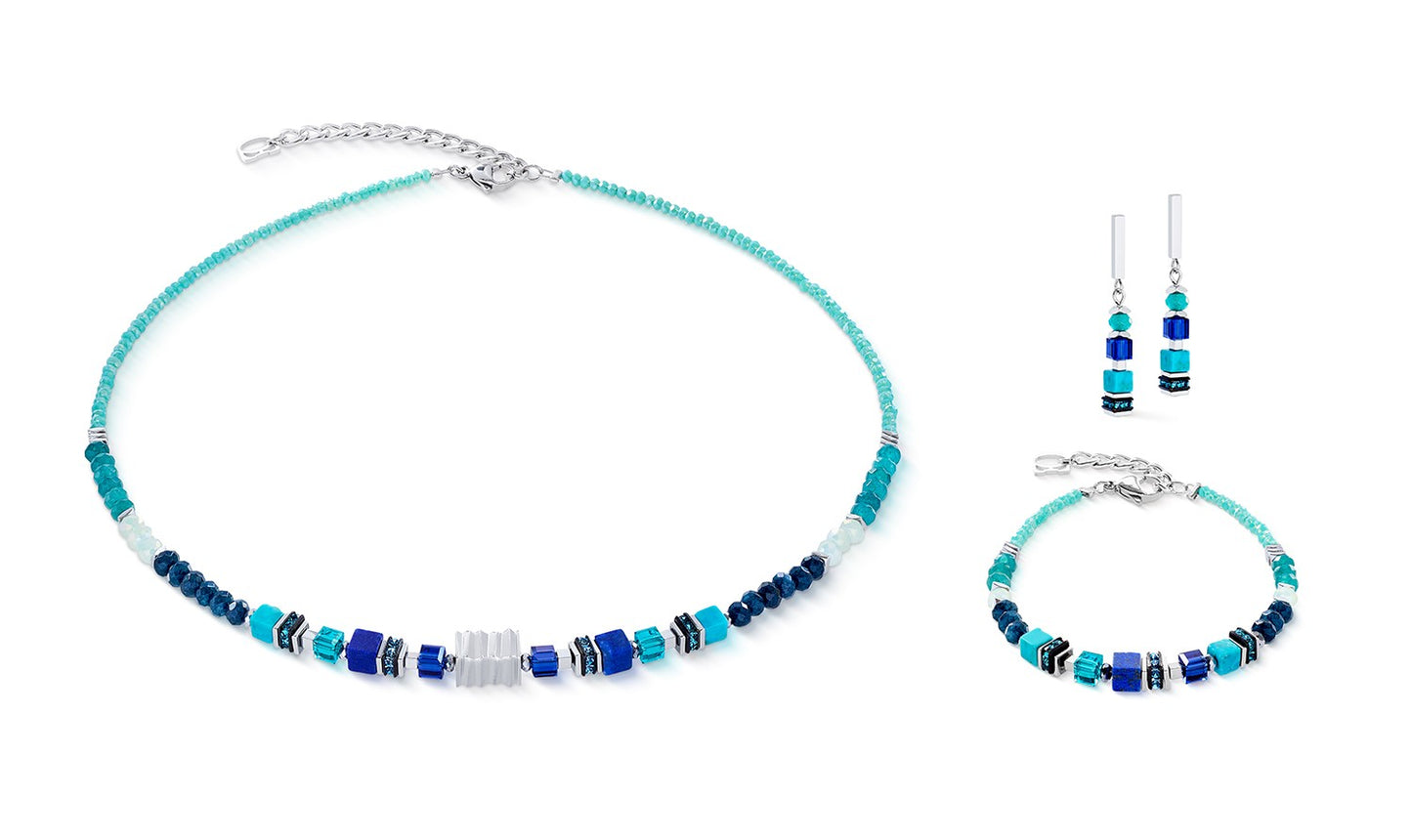 Earrings Wave Precious Flow silver-teal