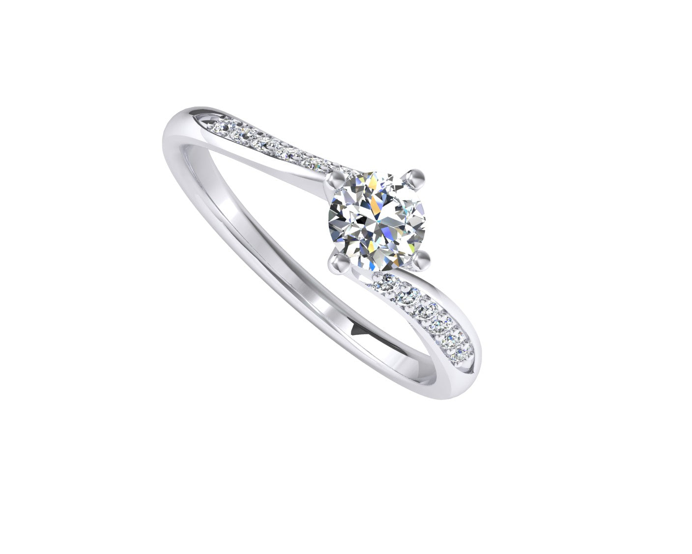 9ct White Gold Diamond Twist Engagement Ring