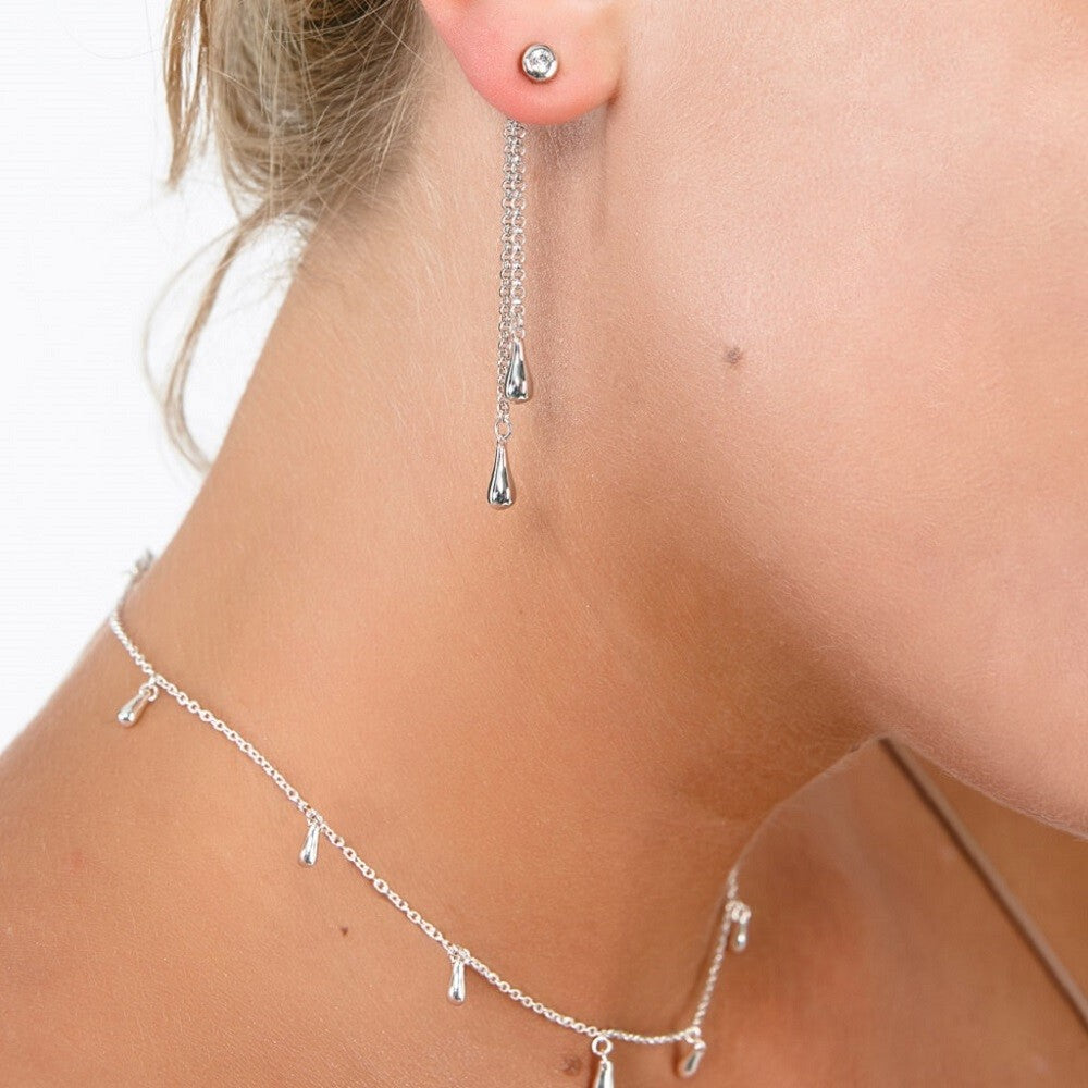 White Topaz Interchangeable Drop Earrings