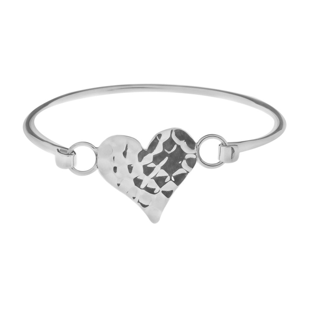 Hammered heart bangle