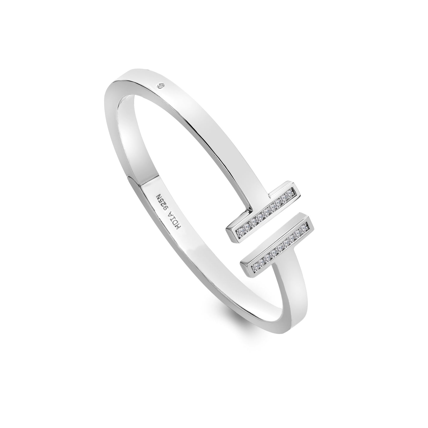 Silver T-Bar Hinged Bangle