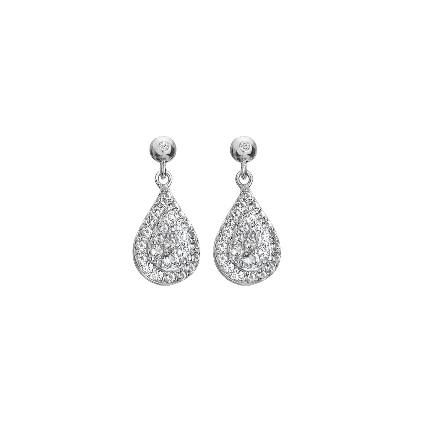 White Topaz Teardrop Earrings