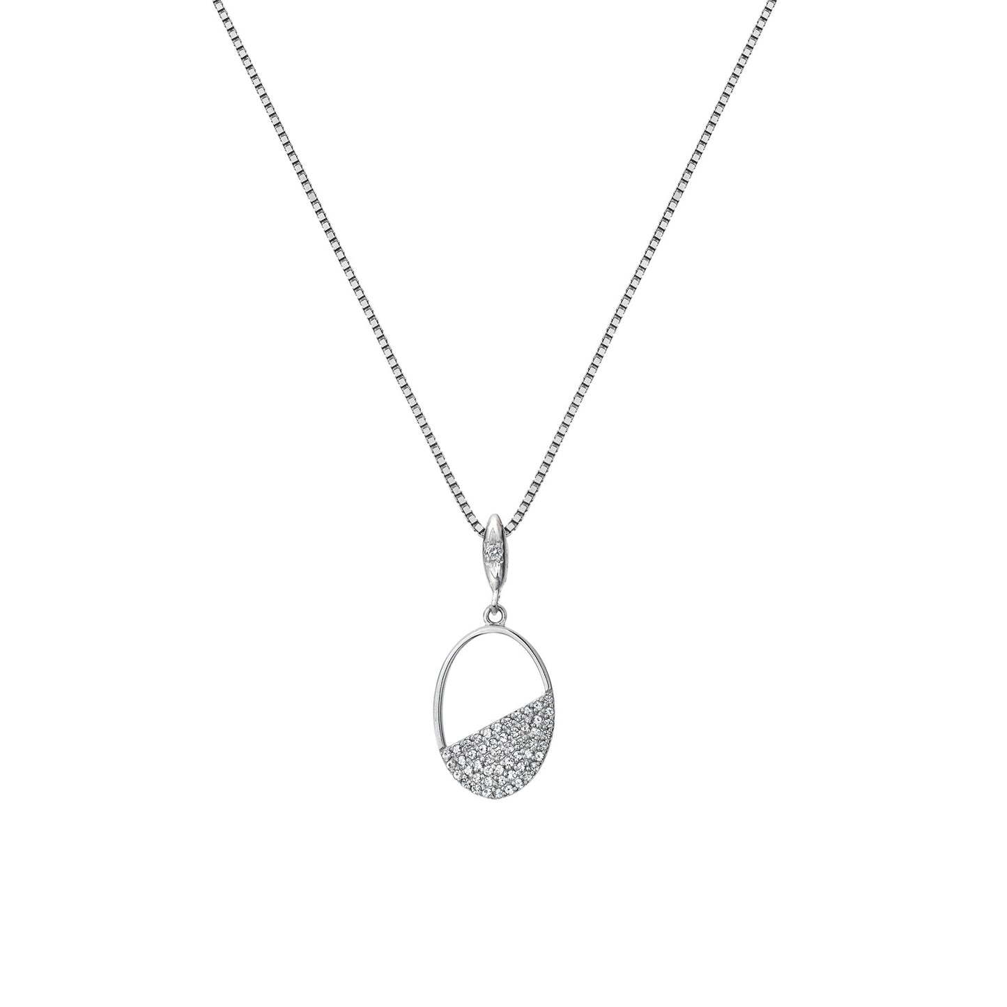 Horizontal Oval White Topaz Pendant