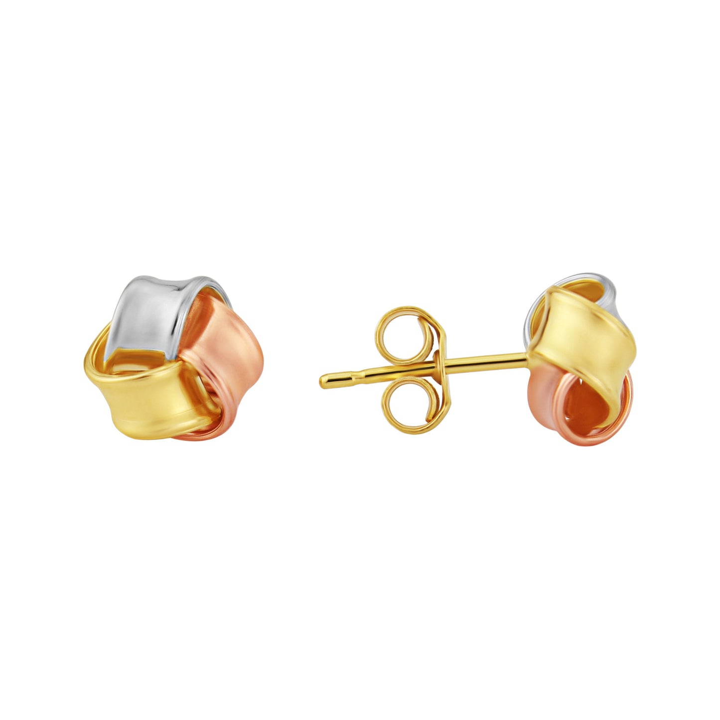 3 Colour Gold Knot Earrings