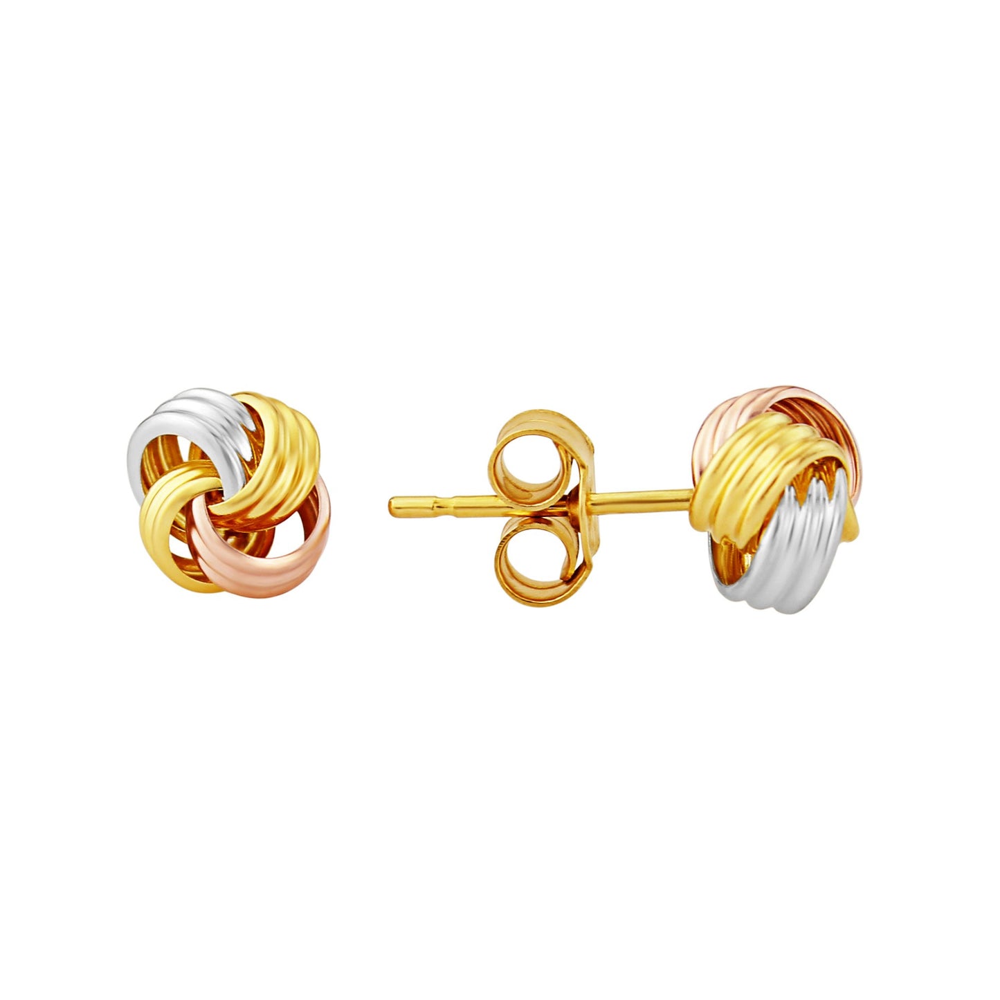 3 Colour Gold Knot Earrings