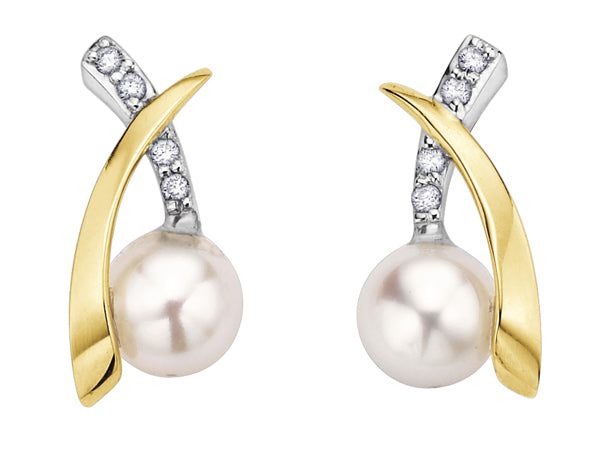 E2341-9 9ct yg dia&pearl cross twist