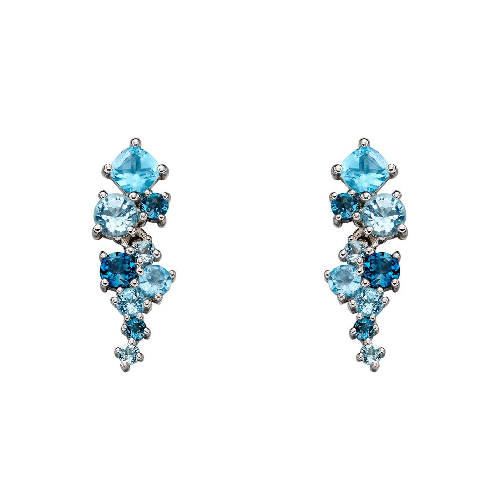 Blue Topaz Scatter Drop Earrings