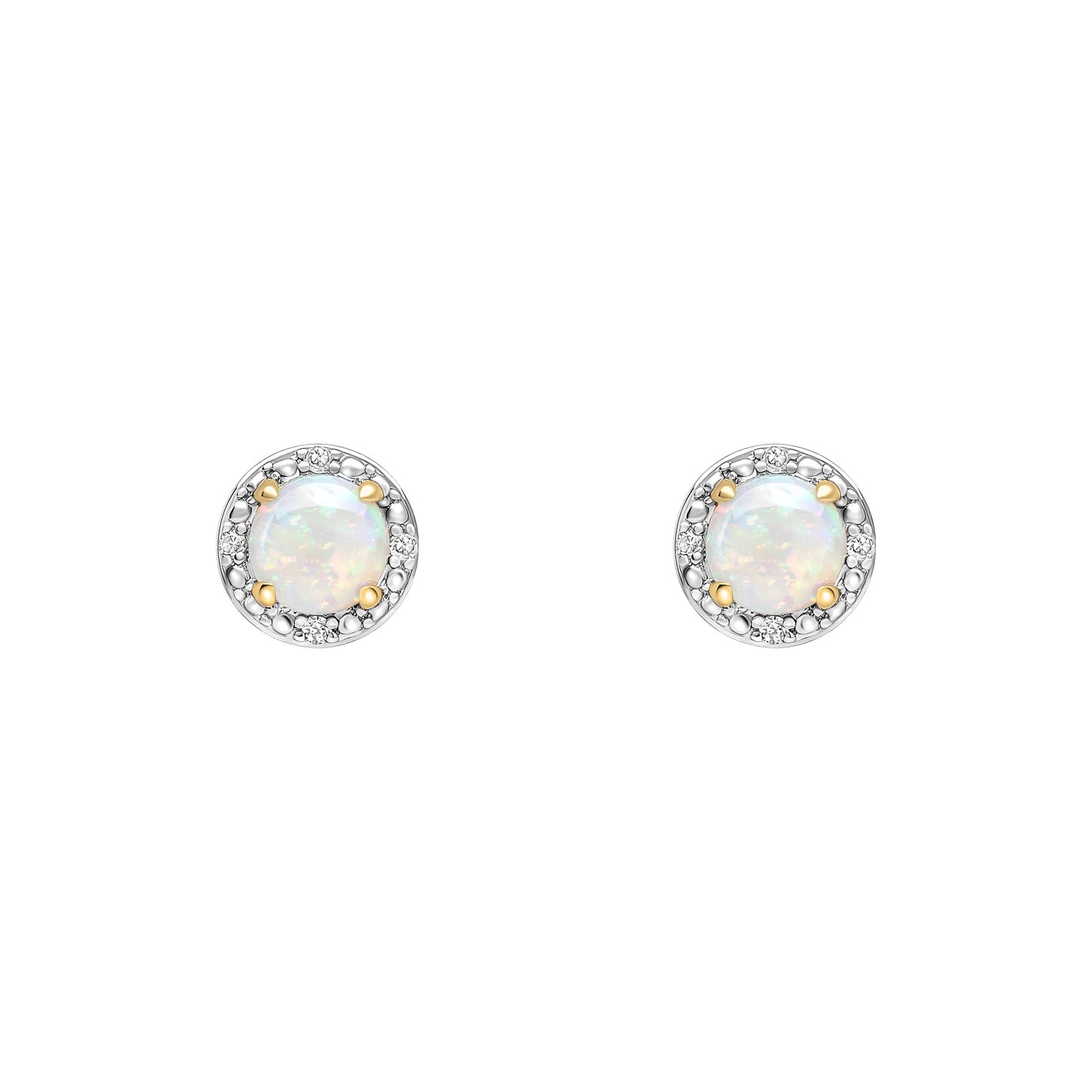 Diamond and Opal Stud Earrings