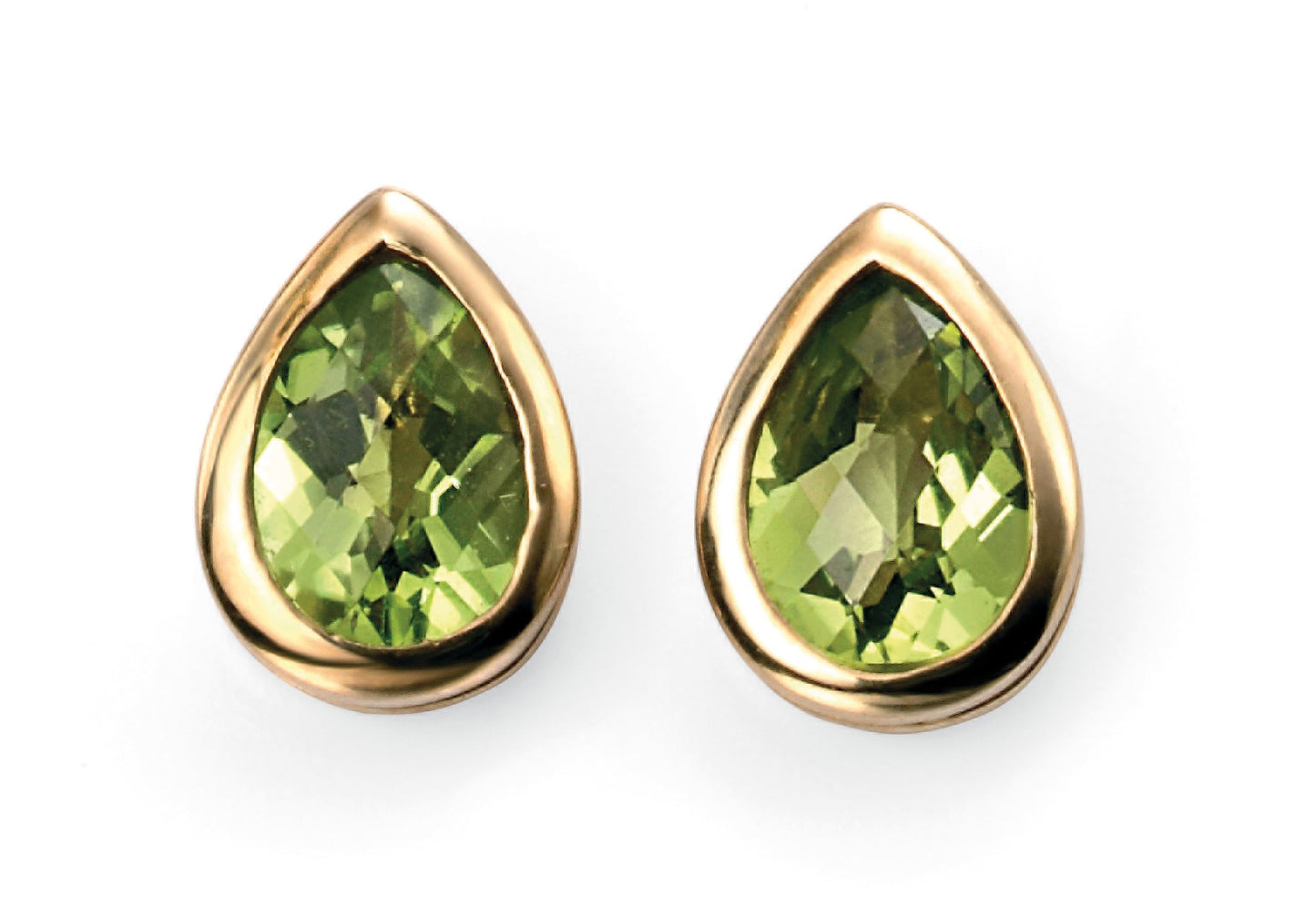 GE489G 9ct YG Peridot Teardrop Stud Earrings