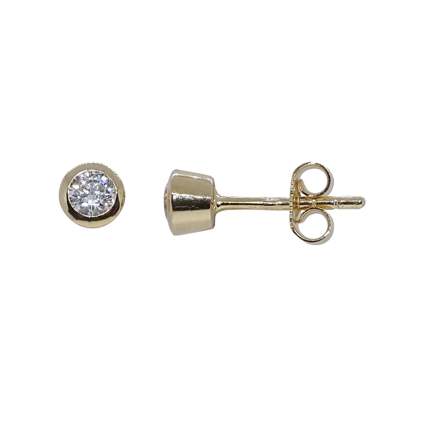 GER6 9ct YG CZ Rub Stud Earrings