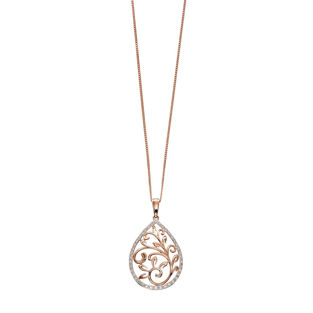 GP2058 9ct RG Oval dia filigree Pendant