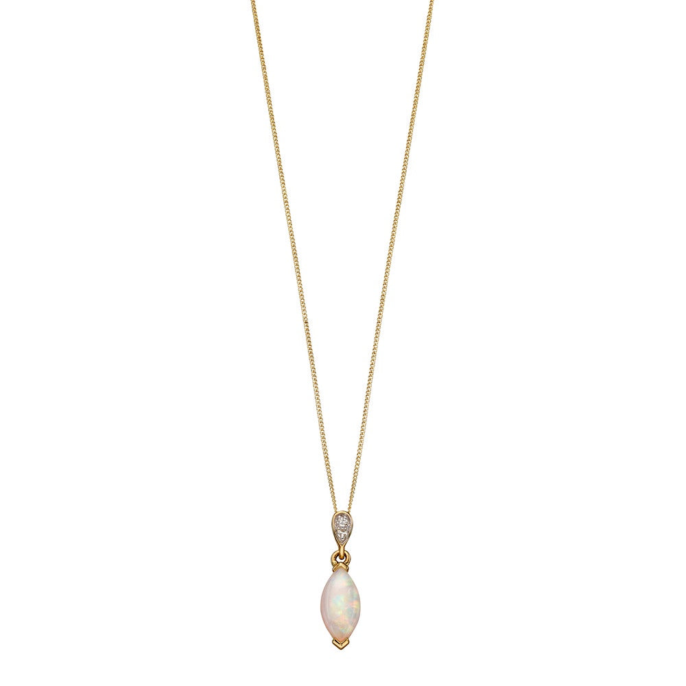 Diamond and Marquise Opal Pendant