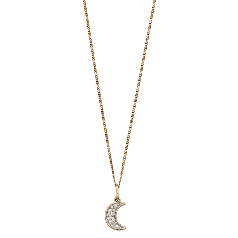 GP2187 9ct YG Dia Moon Pendant