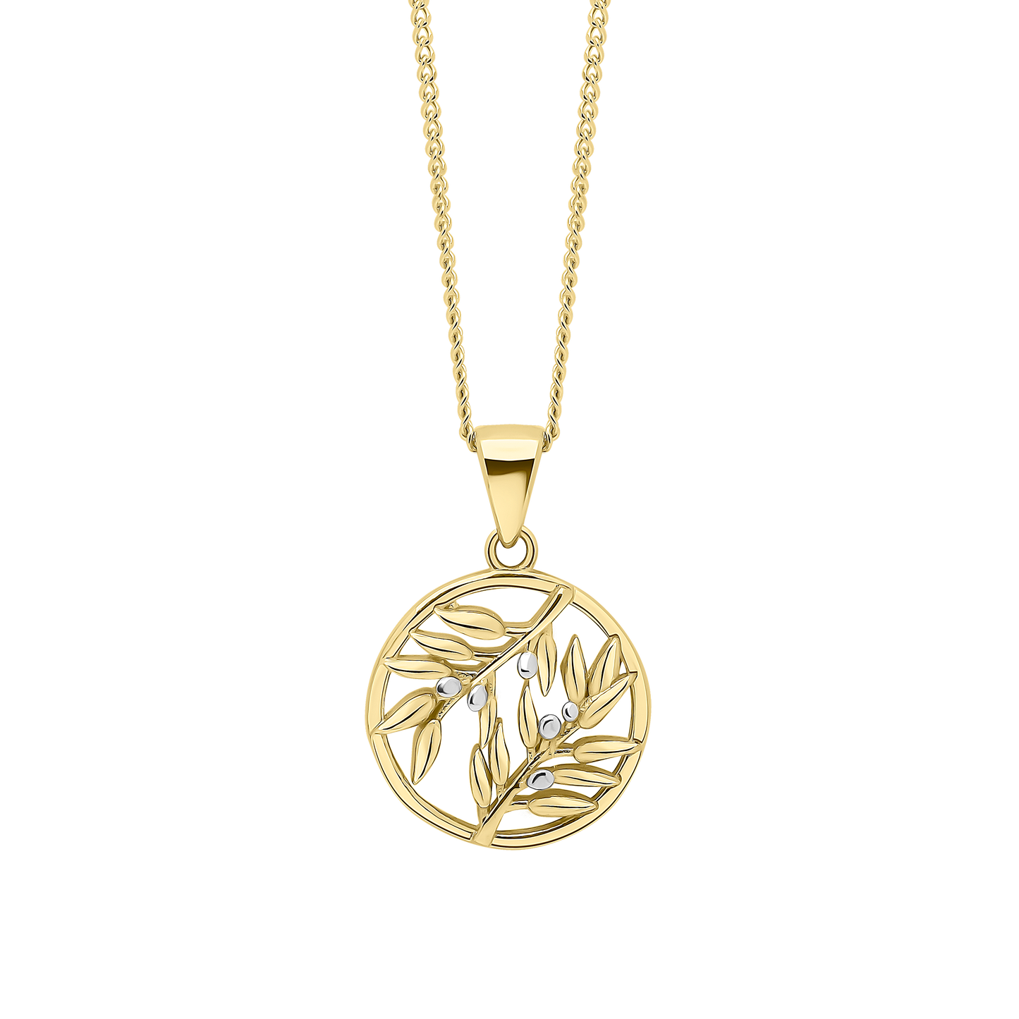 GP2350 9ct YG olive branch Pendant