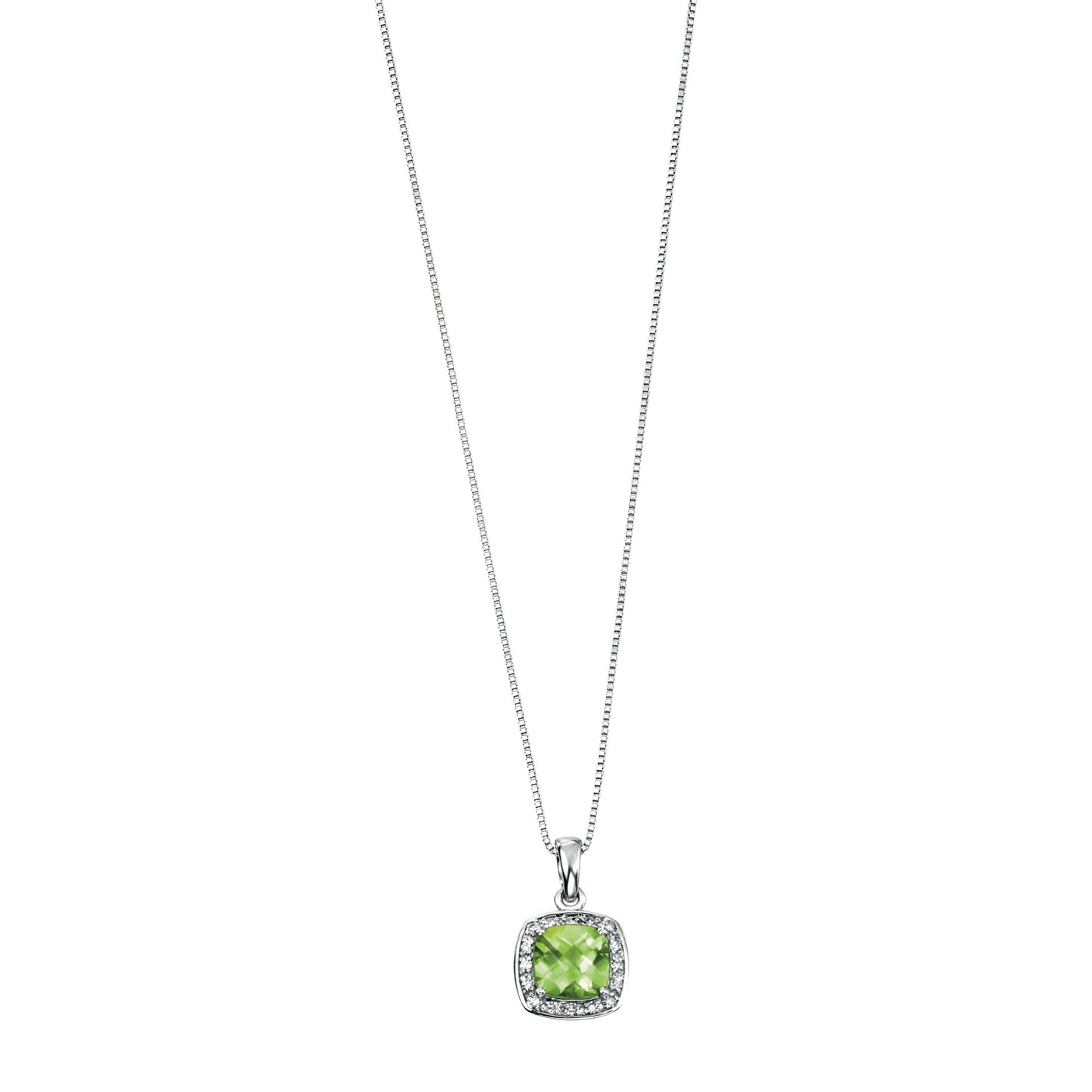 White Gold Peridot and Diamond Cluster Pendant